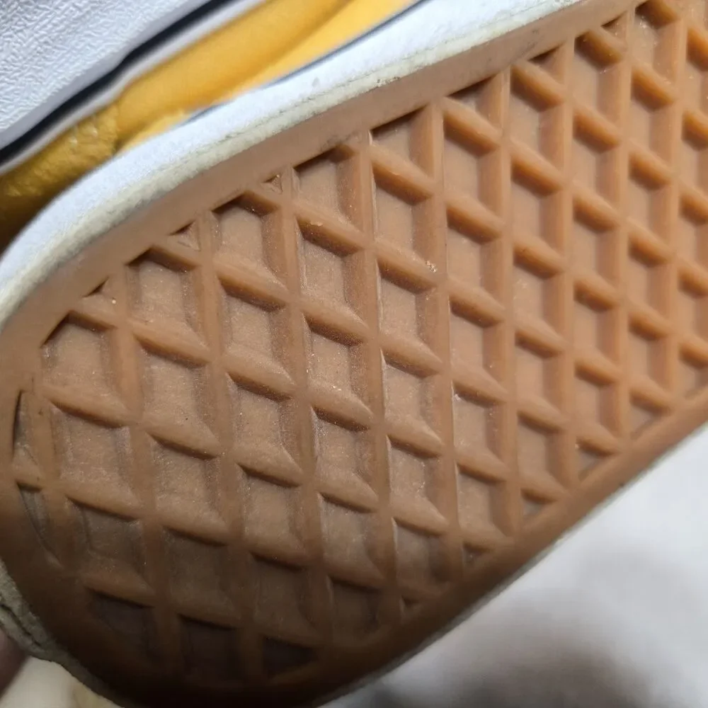 Vans Old Skool Mustard Yellow White Sneakers Men 7.5 Women 9 Shoes Suede Wear